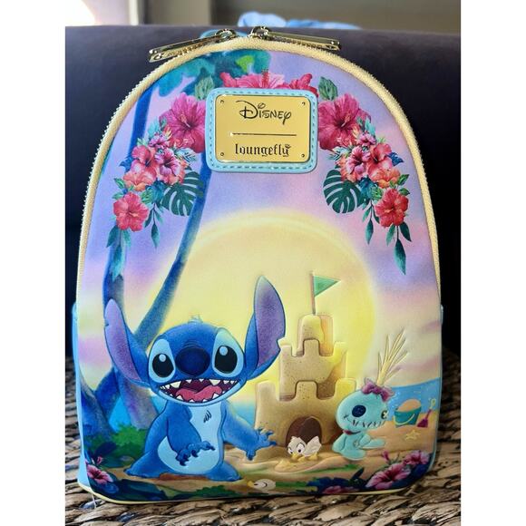 Loungefly Disney Lilo & Stitch Beach Scene Mini Backpack Wallet Set - Picture 2 of 11